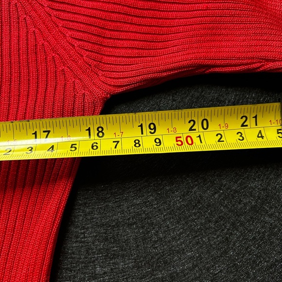 Vtg Y2K Joseph A Qu’est-Ce Que C’est All Silk Red Ribbed Long Sleeve Top Women M - Picture 6 of 7